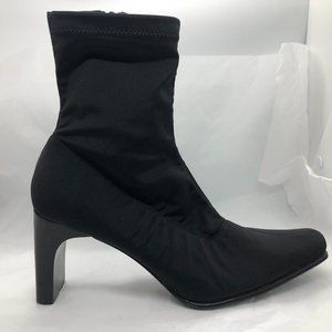 Prima Alicia Y2K / 90s Black High Heel Chunky Square Toe Ankle Boots Size 6.5